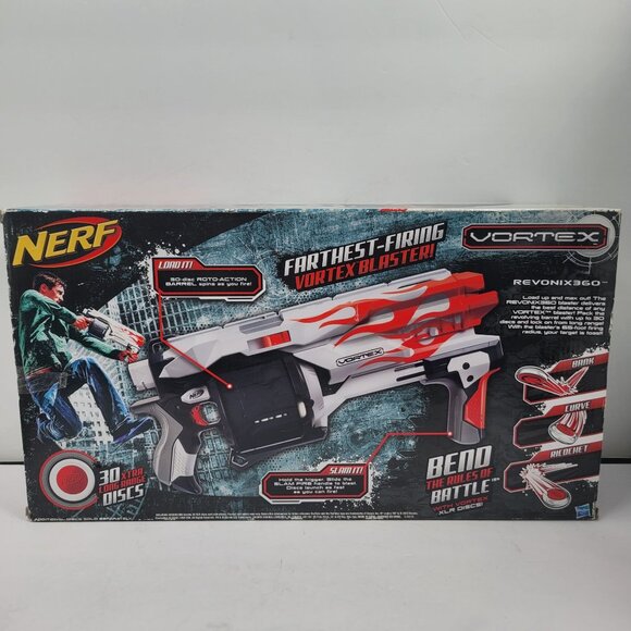 Nerf Vortex Revonix360 Blaster With 30 XLR Discs NIB - Picture 2 of 5